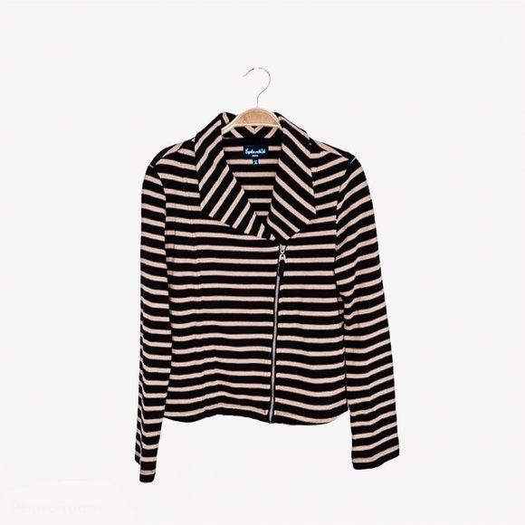 Splendid Jackets & Blazers - Splendid EUC Striped Zip Up Sweatshirt Moto Jacket
